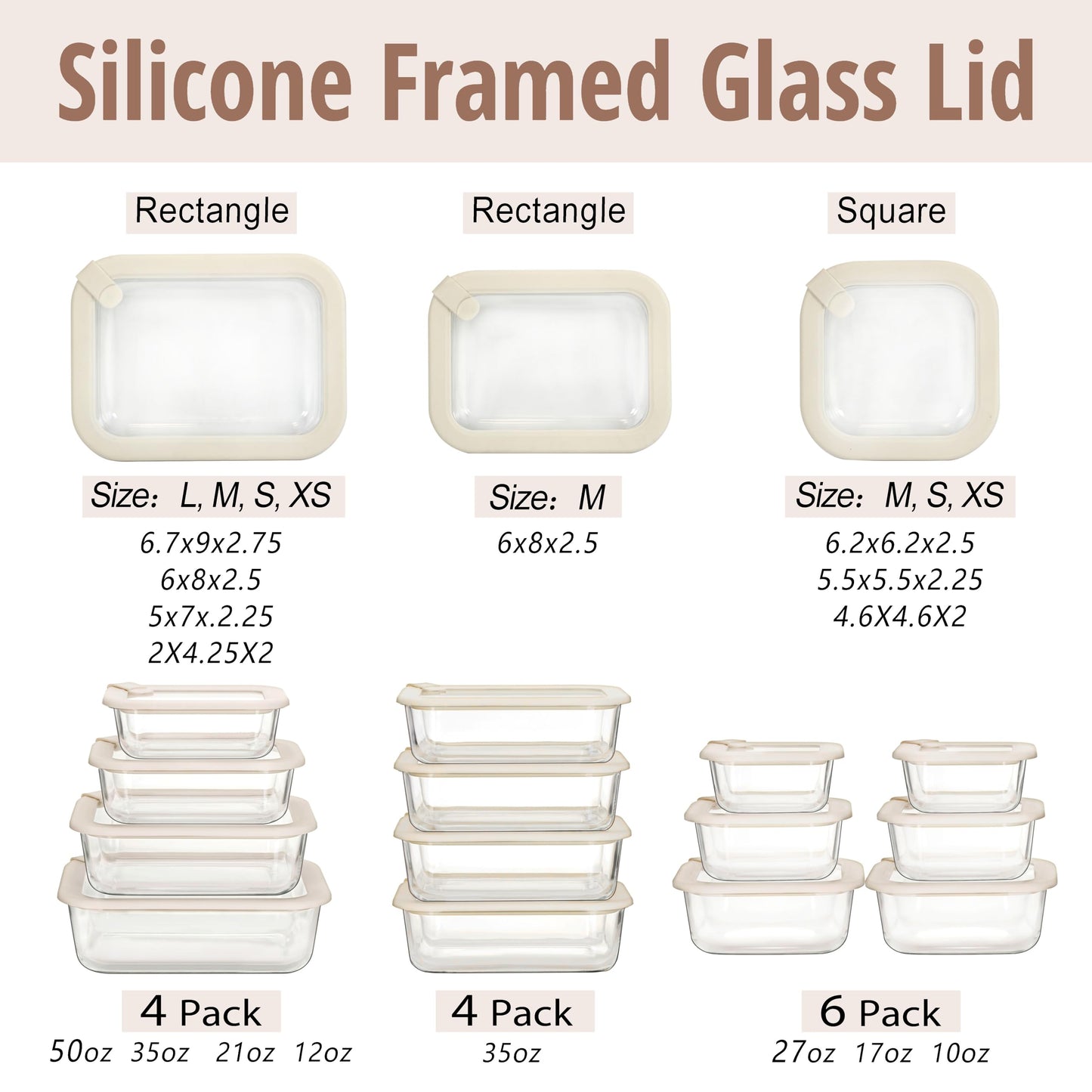 Urban Green Glass Food Storage Containers with Glass Lids, Microwave Safe Glass Food Container Set, Airtight Glass Food Container Set, LeakProof, 100% Plastic Free, White Color, 4pack
