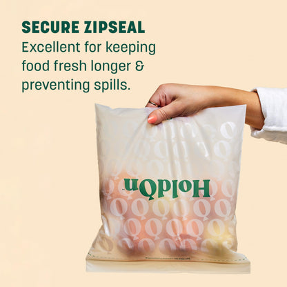 Zipseal Gallon Bags - Compostable, PFOA-Free, BPA-Free, Food-Safe Zip Seal Food Storage Bags/Freezer-Safe Gallon Bags With Secure Seal for Home & Travel (25 bags total)