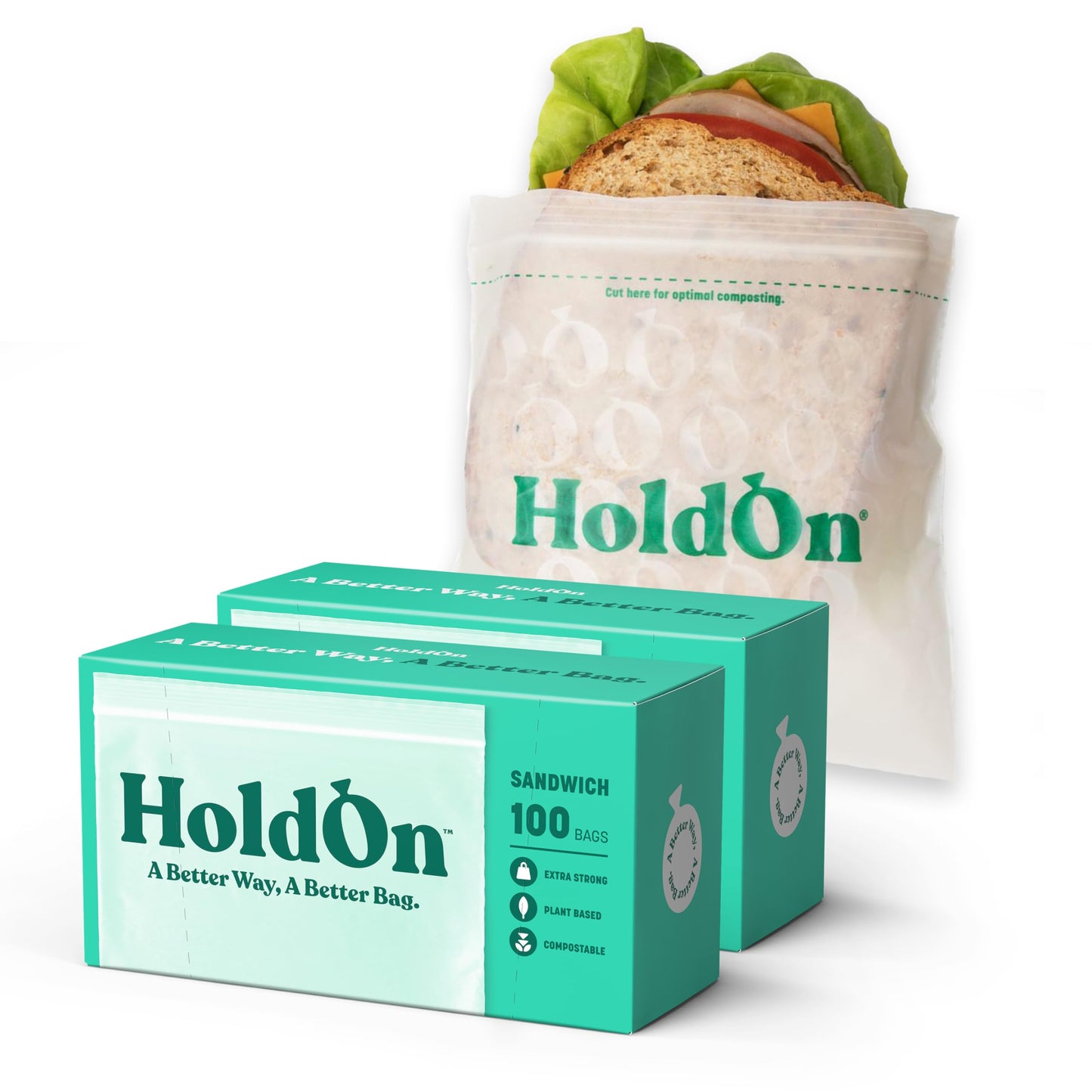 Zipseal Sandwich Bags – Compostable, PFOA-Free, BPA-Free, Food-Safe Zip Seal Food Storage Bags With Secure Seal for Home & Travel, Freezer-safe (2-Pack, 200 bags total)