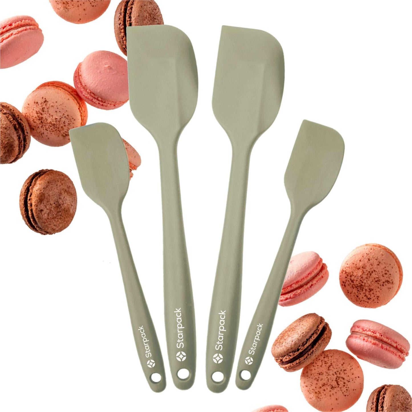 StarPack 'Scrape & Stir' Silicone Spatula Set (4 Pcs) - Heat Resistant Spatula Set 600°F - Food Grade Kitchen Spatulas - Nonstick Silicone Baking & Cooking Spatula - Rubber Spatula Set for Kitchen Use