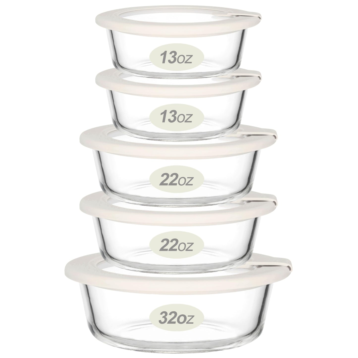 Urban Green Glass Food Storage Containers with Glass Lids, Microwave Safe Glass Food Container Set, Aitight Glass Meal Prep Container Set, LeakProof, 100% Plastic Free, 5 Pack