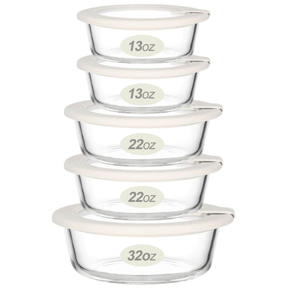 Urban Green Glass Food Storage Containers with Glass Lids, Microwave Safe Glass Food Container Set, Aitight Glass Meal Prep Container Set, LeakProof, 100% Plastic Free, 5 Pack