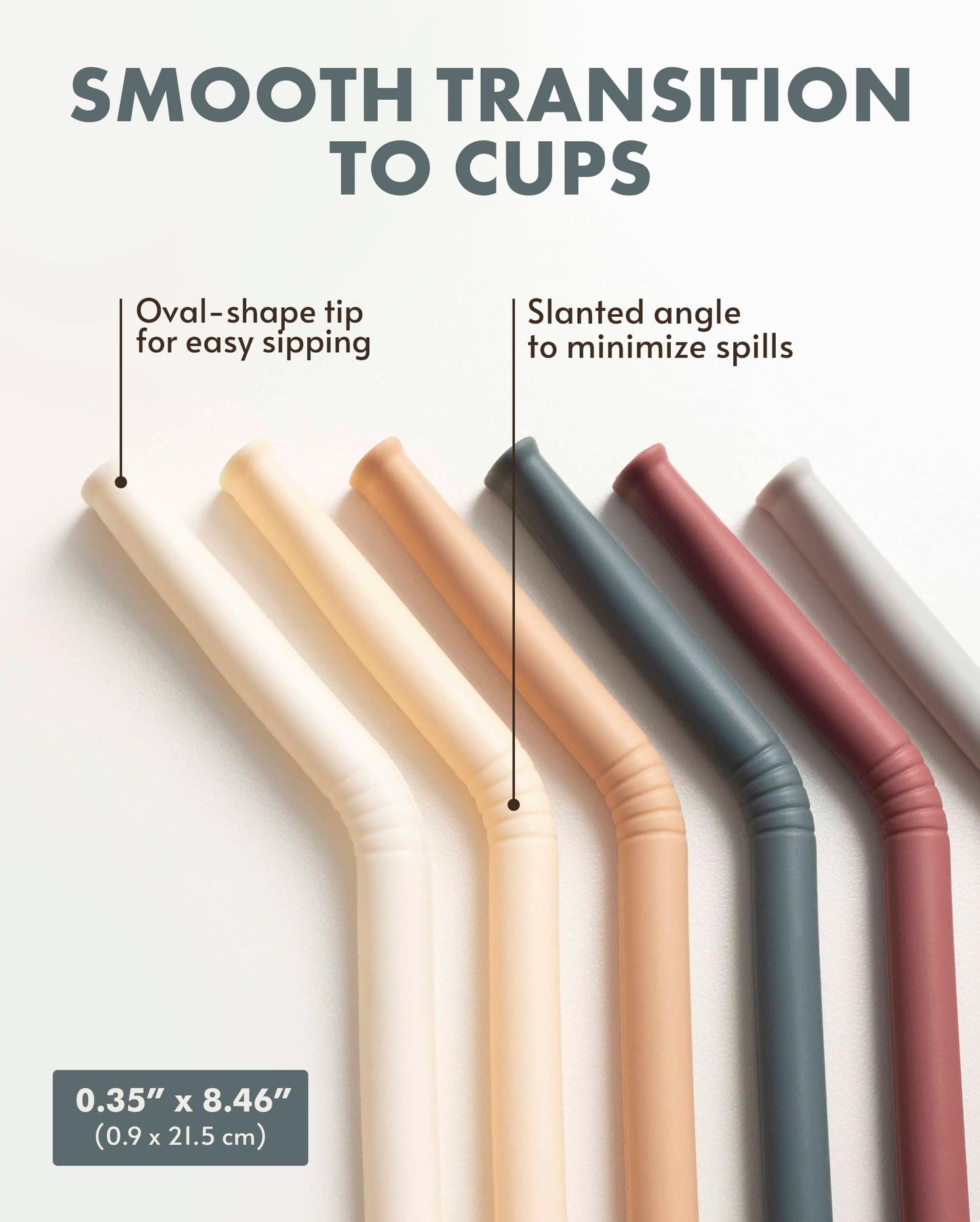 Nightingale Reusable Silicone Straws - Bendy Drinking Straw with Cleaning Brush - Collapsible and Bendable Travel Straw for Kids - Dishwasher Safe, Food-Safe - Set of 6 - Oak