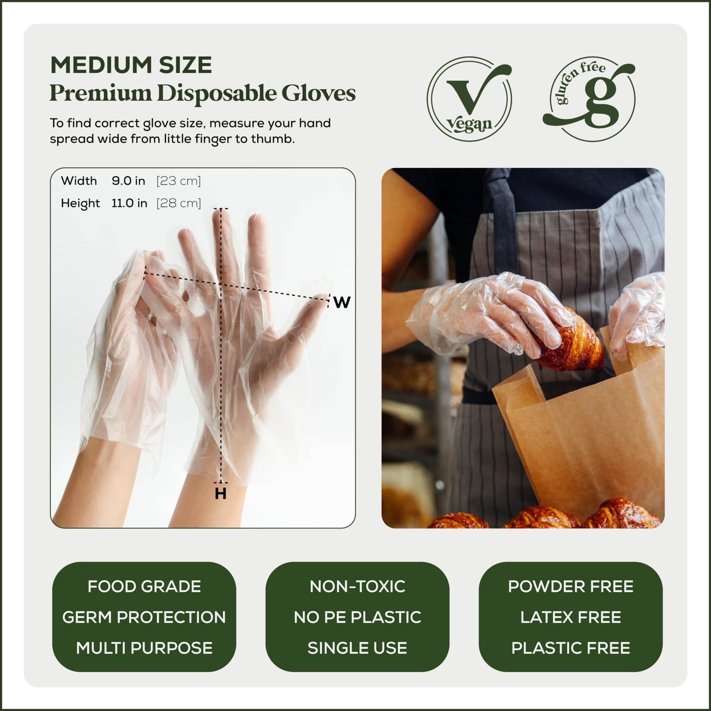 HOLY SCRAP! 100% Compostable Gloves MEDIUM - 100 Pack - Disposable Powder and Latex Free Gloves for Food Preparation, Cooking, Cleaning, Non-Toxic, Eco Friendly - BPI Certified, OK Compost Home