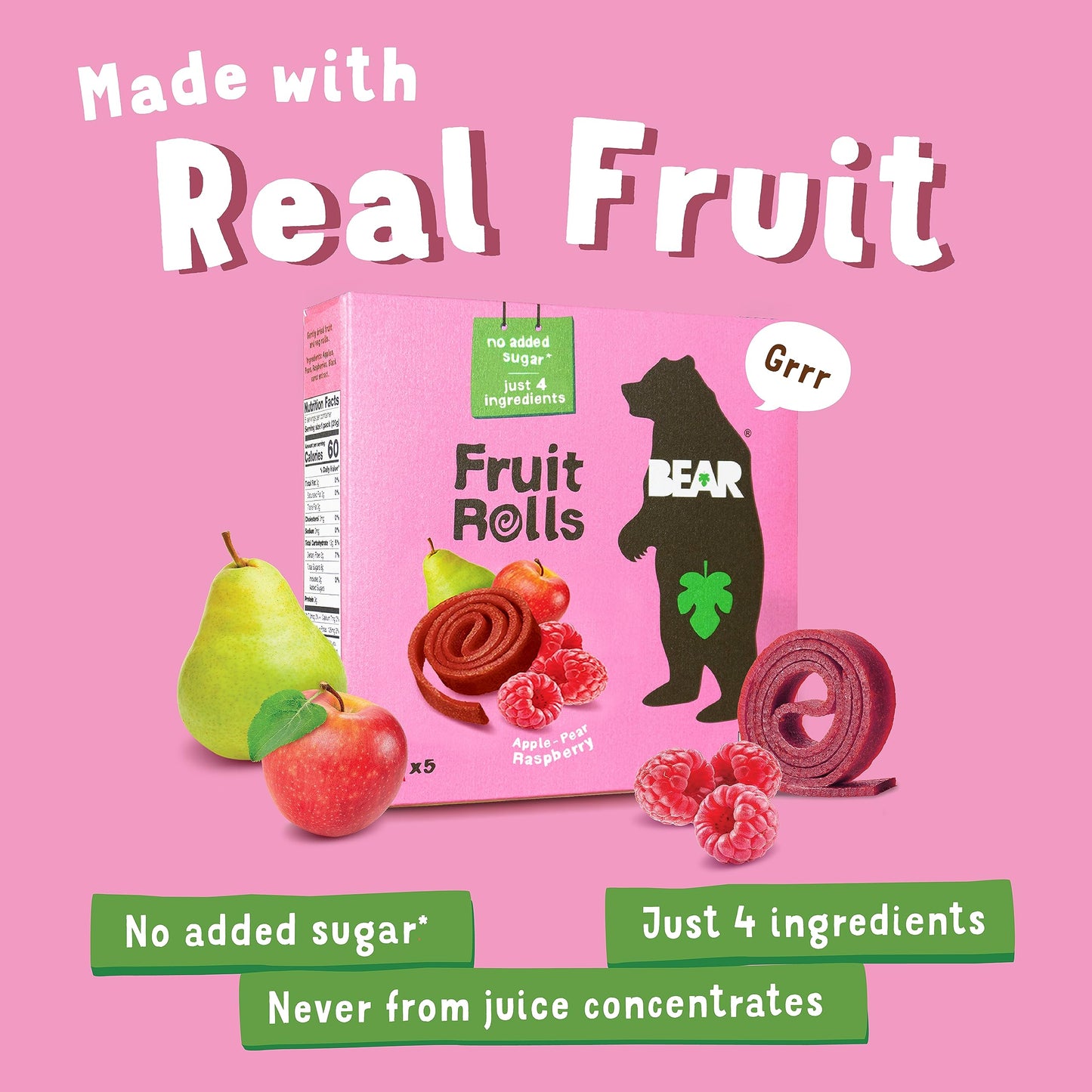 Bear Yoyo Fruit Roll Raspberry Multipack, 3.5 oz