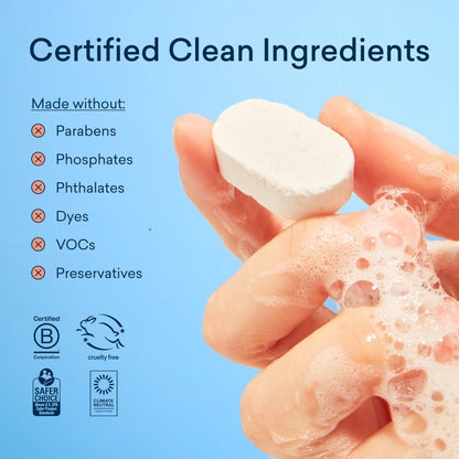 BLUELAND Dishwasher Detergent Tablet Refill 60 Count- Plastic-Free & Eco Friendly Alternative to Liquid Pods or Sheets - Natural, Sustainable - 60 Washes