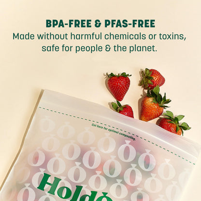 Zipseal Gallon Bags - Compostable, PFOA-Free, BPA-Free, Food-Safe Zip Seal Food Storage Bags/Freezer-Safe Gallon Bags With Secure Seal for Home & Travel (25 bags total)