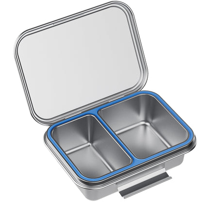 AOHEA Kids Stainless Steel Leak-Resistant Lunch Box, Bento Box For Kids 2 Compartments & Extra Container, BPA Free, Dishwasher Safe, for School and Office(42oz)