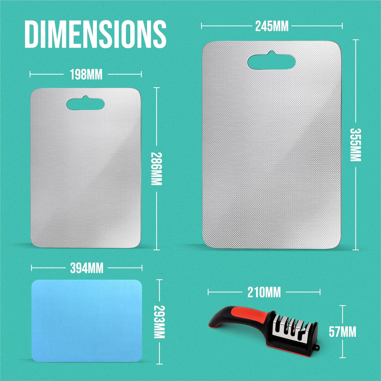 2-Pack 304 Stainless Steel Cutting Boards – Anti-Scratch, Durable & Hygienic Kitchen Boards for Meat, Vegetables, and Food Prep, Easy-to-Clean Surface - HAKKEN