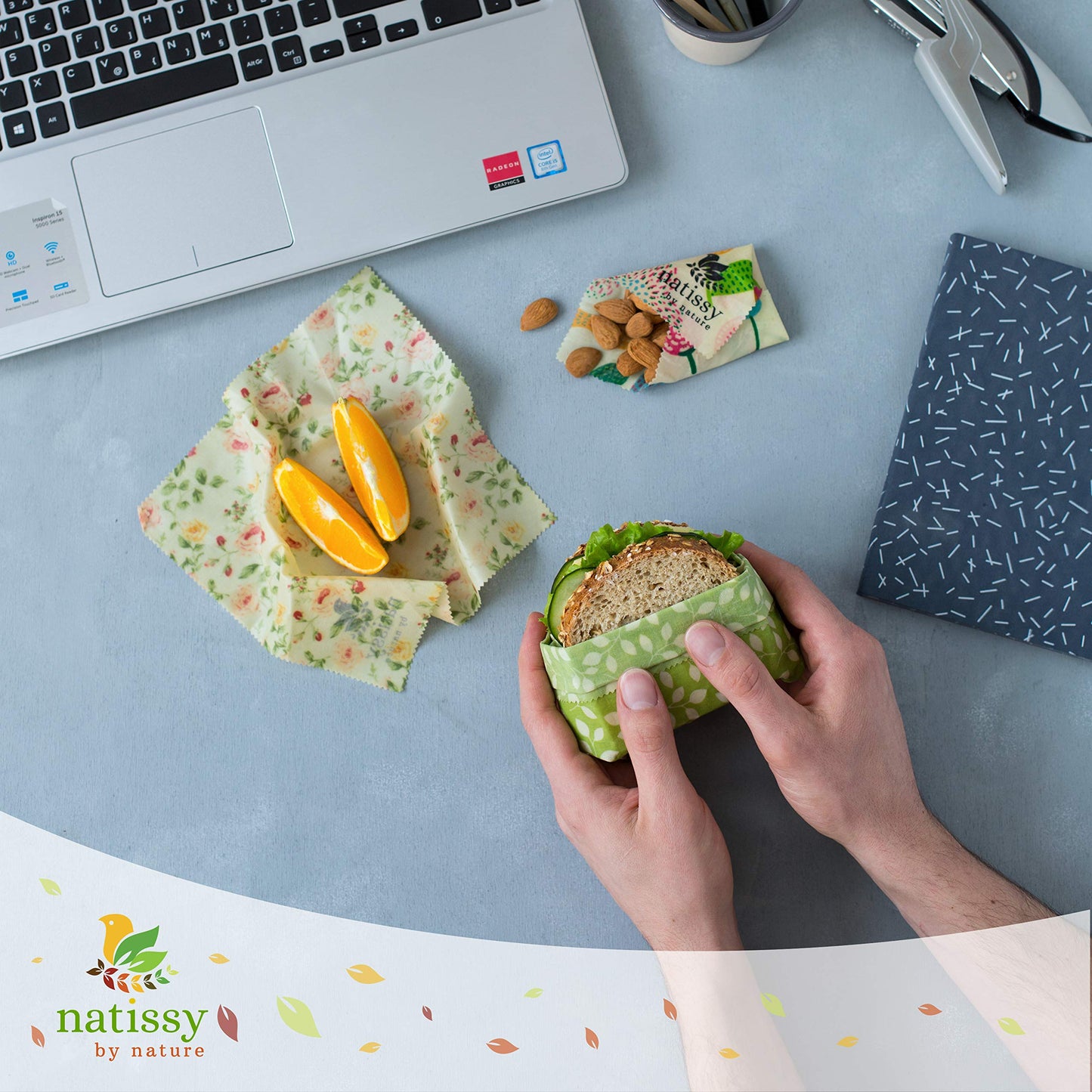 Reusable Beeswax Wraps for Food, Set of 6 Organic Wax Wraps for Food Reusable; Reusable Beeswax Paper Food Wrap; Reusable Wax Food Wrap for Bread, Sandwich; Bees Wax Paper for Covering Food Bowls